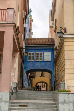 Narrow street in Warsaw old city - Poland