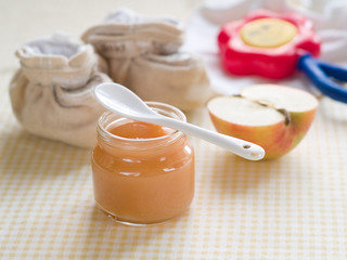 Fresh, organic pureed fruits for baby