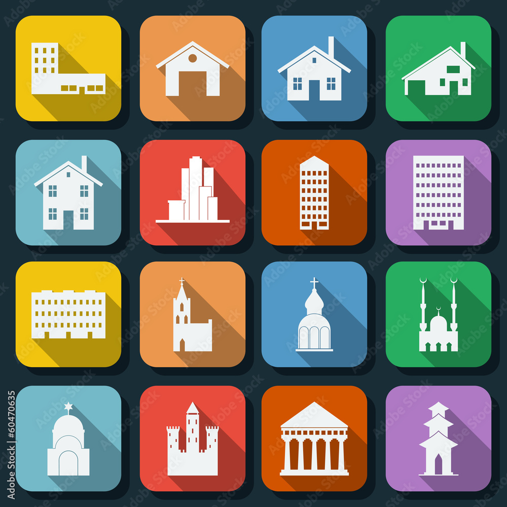 Poster flat web icons vector set 12