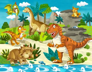 Door stickers Dinosaurs The dinosaur land - illustration for the children