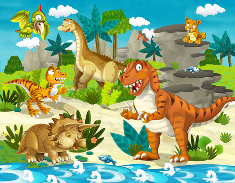 The dinosaur land - illustration for the children