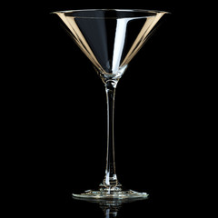 Empty Martini Glass On Black Background