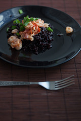 black rice with shrimps