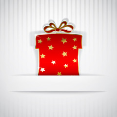 Gift box cut from paper on white background