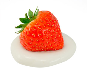 Strawberry on cream