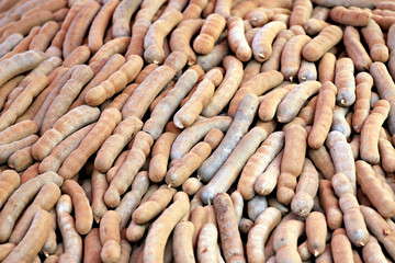 Tamarind of stacked in abundance.