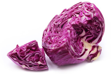 Closeup of sliced red cabbage