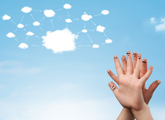 finger smiley with cloud network system