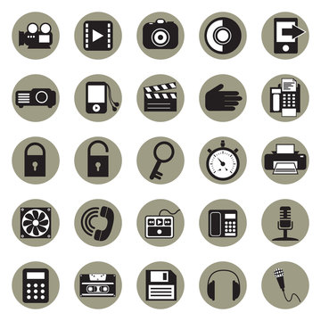 Computer and music icons set, vector format