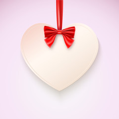 Heart with red bow hanging not tape