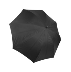 Opened black umbrella on a white background