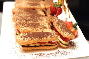 Lady Finger filling, vanilla cream and fruit