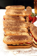 Lady Finger filling, vanilla cream and fruit