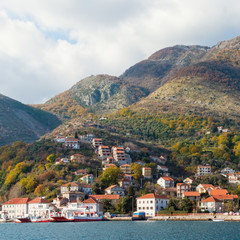 Fototapeta na wymiar View of Kamenari town. Bay of Kotor. Montenegro