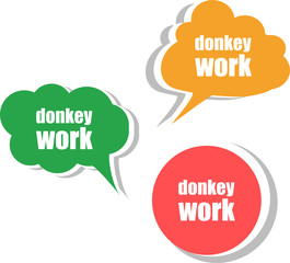 donkey work. Set of stickers, labels, tags. infographics