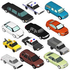 Naklejka premium Set of Various Isolated 3d Cars 
