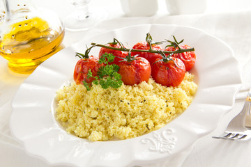 Tomatoes grilled with couscous...