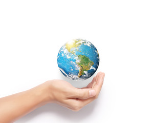 earth social in hand "Elements of this image furnished by NASA"