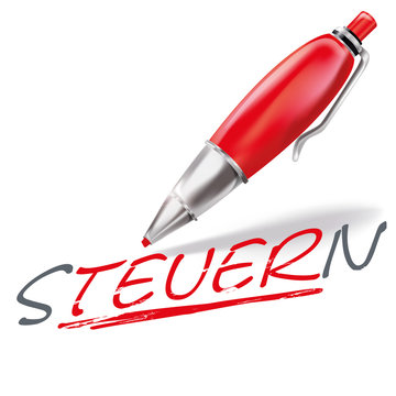 Wortspiel Stift Steuern und Teuer