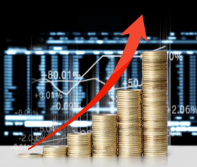 Fototapeta premium gold coins and graph them
