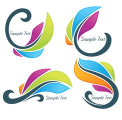 vector collection of glossy bright spring leaf frames