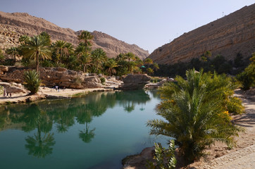 Water pools in Wadi Bani Khalid, Oman, Arabia