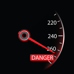 Speedometer on black background (vector)