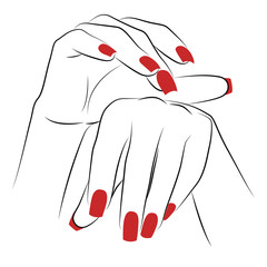 Woman's palms with red manicure - 60484660