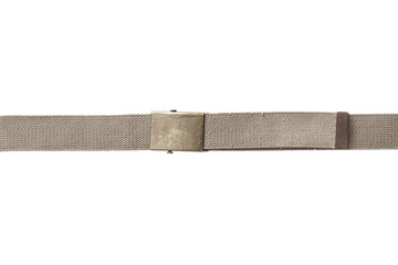 Light brown fabric canvas belt isolated on white background