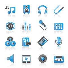 Music, sound and audio icons - vector icon set