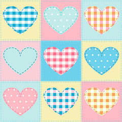 seamless background with hearts made ​​of cloth