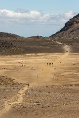 tourists on Tongariro Alpine Crossing