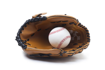 Baseball glove and ball
