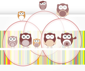 Fototapeta premium happy birthday party owls set