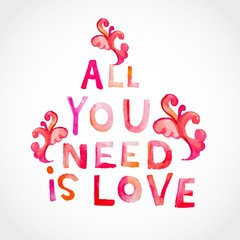 Watercolor Valentine's  day greeting card