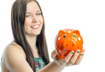 Mädchen mit Sparschwein