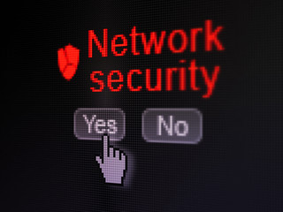 Protection concept: Broken Shield icon and Network Security on