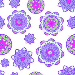 Abstract flower seamless pattern. Vector illustration.