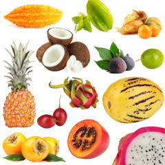 Exotic fruits isolated on white