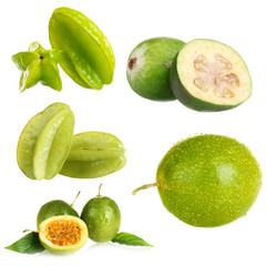 Green exotic fruits, isolated on white