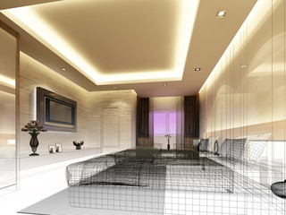 sketch design of interior bedroom