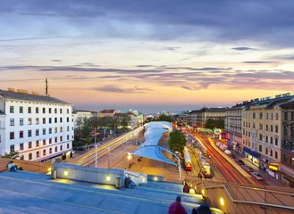 Foto op Canvas Uitzicht vanuit de Stadsbibliotheek van Wenen op de Urban-Loritz-Platz © Creativemarc