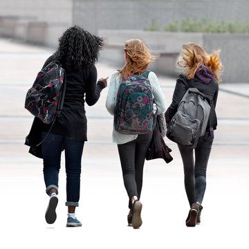 A group of teenagers on the street.