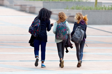 A group of teenagers on the street.