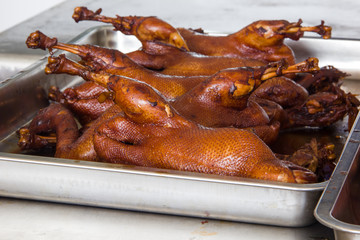 cook duck,kitchen of a chinese restaurant