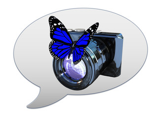 messenger window icon and photographic camera and butterfly