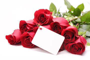 Card and roses