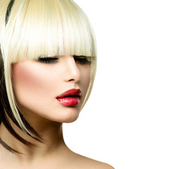 Beautiful Fashion Woman Hairstyle for Short Hair. Fringe Haircut