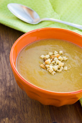 Soup of red lentils with herbs and spices