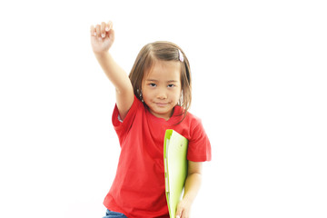 ガッツポーズの女の子